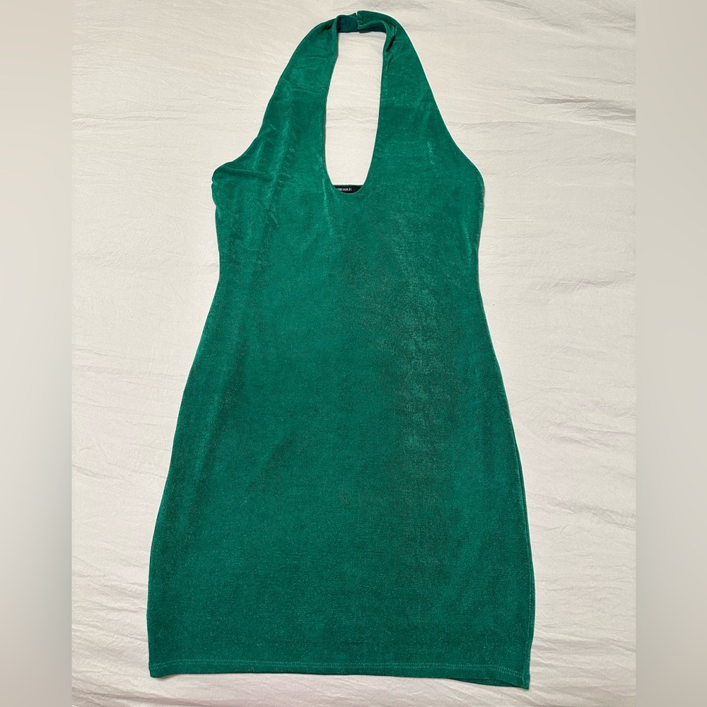 Emerald Green Halter Neck Mini Dress